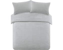 Super zacht - Teddy fleece dekbedovertrek - grijs - 2 kanten teddy - Lits-jumeaux (240x220 + 2st 60x70cm)