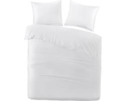 Droomtextiel Papillon Dekbedovertrek Karel Wit Tweepersoons 200x200/220 cm - Hoogwaardige Percale Katoen - Super Zacht