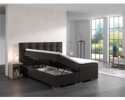 Boxspring Bed Malaga 160x200 ZWART met opbergruimte seats and beds