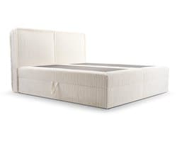Boxspring Bed 04 - Houtconstructie en laminaatplaat - Bed met beddengoedcontainer - Corduroy stof - 180x200 - Beige (Ambience 01)