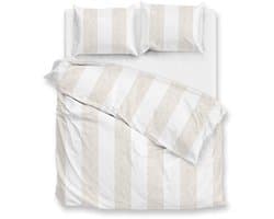Zohome Dekbedovertrek Tratti di Satinado - Deken - Dekbed - Beige - 100% Katoen-Satijn - Strepen - 240x220 + 2 slopen 60/70 cm