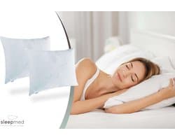 2 x SleepMed - Memory Foam Kussen - 100% Traagschuim - Wit - Hypoallergenen Hoes - 55 x 43 x 12 cm