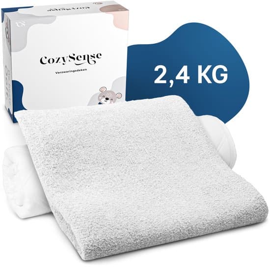 CozySense® Verzwaringsdeken Kind 2,4 kg - Weighted Blanket - Zwaartedeken met GLASS-Flow® Drukverdeling - Wasbare Hoes - Hypoallergeen - Wit