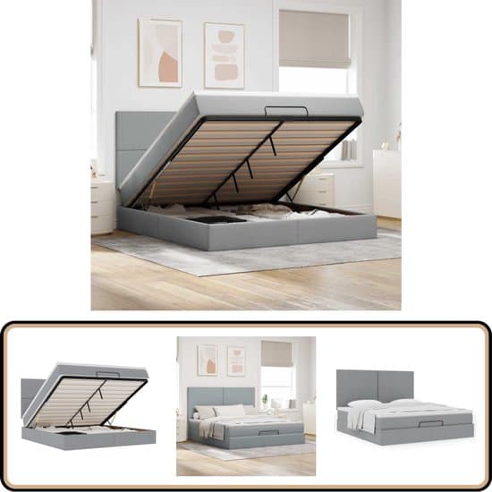 vidaXL Ottoman bed met matras - 180x200 cm - Lichtgrijs Ottoman Bed - Boxspring Bed - Tweepersoons Bed - Slaapcomfort - Opbergruimte