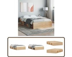 vidaXL Bedframe - Sonoma eiken - 120x190 cm Houten Bed Frame - Logeerbed - Bedframe Met Opbergruimte - Bedframe 120x190 - Sonoma Eiken