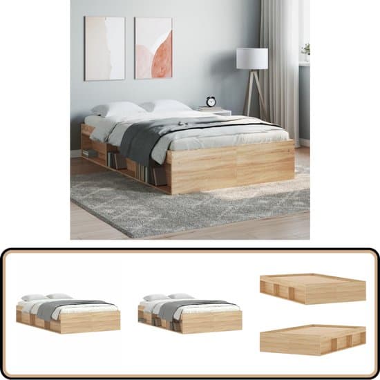 vidaXL Bedframe - Sonoma eiken - 120x190 cm Houten Bed Frame - Logeerbed - Bedframe Met Opbergruimte - Bedframe 120x190 - Sonoma Eiken