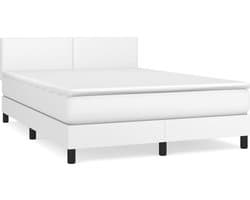 vidaXL - Boxspring - met - matras - kunstleer - wit - 140x200 - cm