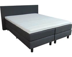 Boxspring 160x200 compleet - Met matrassen en topmatras - Antraciet - Nu met kussens