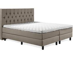 Boxspring Luxe 180x200 Capiton Taupe Lederlook