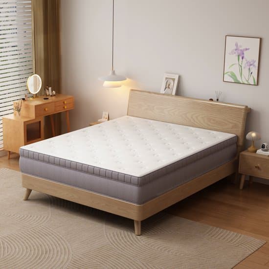 MIVRAY Matras 180x200 Cm - 7-Zones Pocketvering Met Verstevigde Rand - Ergonomisch Slaapcomfort - Schuim En Veren - Wit