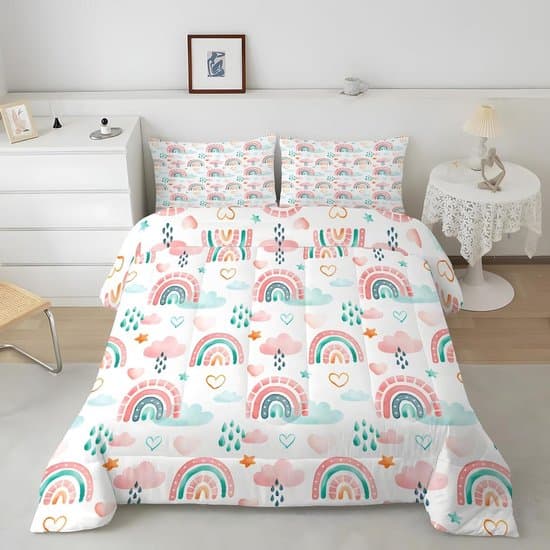Dekbed met Regenboogprint - Dekbedovertrek Set - Decoreren van slaapkamer - Dubbelzijdig bedrukt patroon - 200 x 200 cm - Multicolor