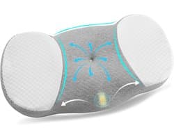 Traagschuim Neksteun - Ergonomisch Kussen - Betere Slaapkwaliteit - Verdeelt Gewicht Gelijkmatig - 63 x 35 x 10 cm - Donkergrijs