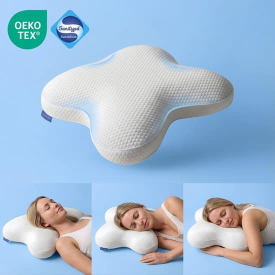 Carissimi Bedding Dreamers Hoofdkussen - Ergonomisch Vlinderkussen - Traagschuim Slaapkussen - Kussen met Nek & Schouder Ondersteuning - Inclusief Reistas