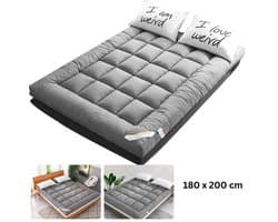 JAQZY Matras - Matras 180 x 200 - Opvouwbaar - Dikte 8-10cm - Ademend Materiaal - Zachte Katoen- en Microvezelcombinatie - Grijs