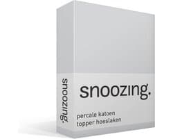 Snoozing - Topper - Hoeslaken  - Tweepersoons - 150x200 cm - Percale katoen - Grijs