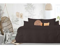 Dekbedovertrek - 200x200/220 - Uni Percal katoen - Met Bies - brown