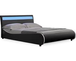 Valencia - LED - Bedframe kunstleer 180x200 cm zwart