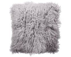 Van Buren - Tibetaans schapenvacht kussen - Taupe 45x45cm - 100% echt schapenvacht