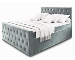 Boxspring FONDI 140x200 cm met matras en topper, bedkasten - Lichtgrijs