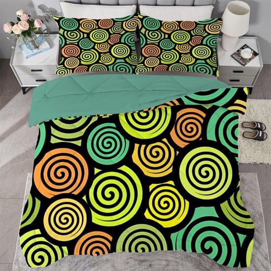 Dekbed met print - Donsdeken - Voor 4 seizoenen - Omkeerbaar & Wasbaar - 220 x 240 cm - Groen Zwart