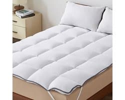 CASABEL Zachte Matras Topper 180 x 200 cm Extra Dikke Ademende Microvezel met Witte Bies