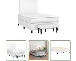 vidaXL Boxspring Bed - Boxspring - Boxspring met matras kunstleer wit 120x190 cm - Witte Boxspring - Kunstleder Bed - Slaapcomfort