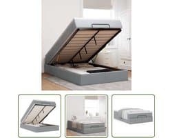 vidaXL Boxspring Bed - Ottoman Bed - Ottoman bed met matras 120x200cm stof lichtgrijs - Tweepersoonsbed - Slaapcomfort - Opbergruimte