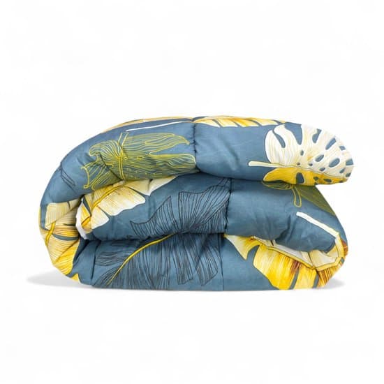 Dekbed bedrukt - Zonder hoes ( 2 in 1 ) - Tweezijdig - 240 x 220 cm - Green Leaf / Natural