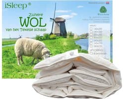 iSleep Wollen Dekbed - Enkel (Warmteklasse 2) - 100% Wol - Tweepersoons - 200x220 cm