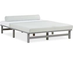 Homestyle4u Palletbed - 140x200 cm - Houten bed - met lattenbodem - Grijs