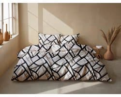 Zohome Serena Dekbedovertrek - Grijs - Tweepersoons - Dekbedhoes van 100% Katoen-Flanel - Abstract - 200x220 + 2 slopen 60/70 cm - AW25