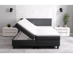 Boxspring Promo 160cm - compleet Boxspring met matras en topper - Tweepersoonsbed met opbergruimte - zwart structuurstof