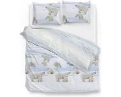 Zohome Dekbedovertrek Ber - Bedlinnen met Dieren print - 240x220 - Blauw - Dekbedhoes van 100% Katoen-Flanel