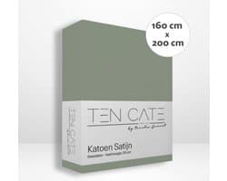 Ten Cate Hoeslaken - Hoeslaken 160x200 - Katoensatijn - Hoeslakens - Geschikt voor boxspring en matras - Hoekhoogte 35cm - Elastiek Rondom - Strijkvrij - Groen