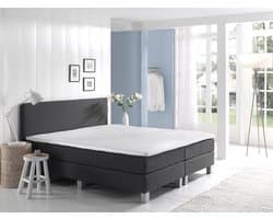 Boxspring Eefje comfort - Antraciet 180x200 7-zone pocket matras, incl. topper en gratis antislip