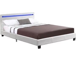 Gestoffeerd bed Verona - 120 x 200 cm - Wit - LED Verlichting
