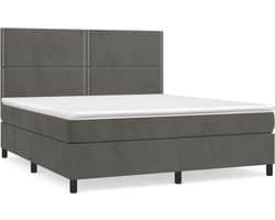 vidaXL - Boxspring - met - matras - fluweel - donkergrijs - 180x200 - cm