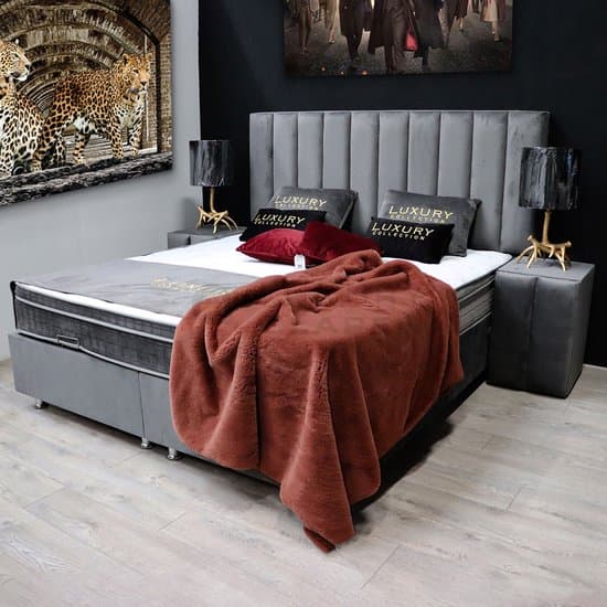 Eric Kuster stijl - Boxspring bed met opbergruimte - 160x200 cm - opbergbed Ritz - velvet grijs