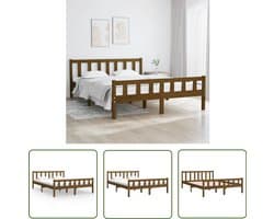 vidaXL Bedframe Massief Hout - Honingbruin - 120x200 cm Klassieke Bedframe - Grenenhout Bedframe - Honigbruine Bedframe - Tweepersoons Bed - Massief Hout Bed