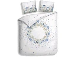 Heckettlane Dekbedovertrek Mikaela - Bedlinnen met Bloemen print - 240x220 cm - Wit - Dekbedhoes van 100% Katoen-Clip Sheared