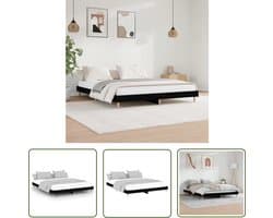 vidaXL Houten Bedframe - Bed Frame - Bedframe bewerkt hout zwart 120x200 cm - Zwarte Bedframe - Tweepersoons Bedframe - Lattenbodem