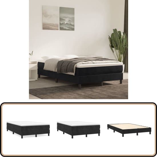 vidaXL Boxspring Zwart 120x200 cm met Matras Boxspring - Fluweel Bed - Velvet Bed - Tweepersoons Bed - Zwarte Boxspring
