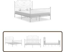 vidaXL Bedframe - Wit - Metaal - 140x200 cm Metalen Bed Frame - Tweepersoons Bed - Wit Bed - Bed Voor Volwassenen - Slaapcomfort