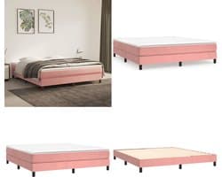 vidaXL - Boxspring - bed - fluweel - roze - 160x200 - cm