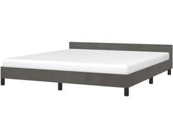 Bedframe met hoofdeinde - Ledikant tweepersoons - Goede nachtrust - Zacht fluweel - 160x200 cm - Donkergrijs