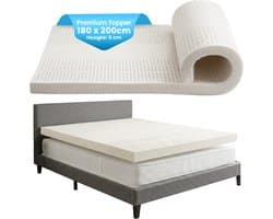 Qualyliving™ Matras Topper 180x200cm - Topmatras 5 CM - latex topper tegen rugpijn - ademend - anti allergisch - 100% natuurlijk