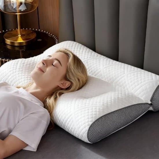 Traagschuim hoofdkussen met neksteun en oorgleuf - Orthopedisch kussen voor zij-, rug- en buikslapers - Anti-snurk - Hypoallergeen - 60x40 cm