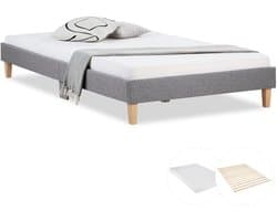 Homestyle4u Twijfelaarbedden - 120x200 cm - Tweepersoonsbed - Gestoffeerd bed - met matras - Grijs