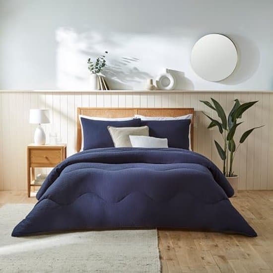 Dekbed 4,5 TOG - King - Katoen - Luxe Beddengoed - Geen Dekbedovertrek Nodig - Machine Wasbaar - Marineblauw