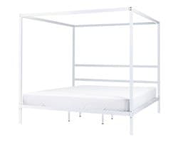 BELIANI LESTARDS - Hemelbed - Wit - 180 x 200 cm - Staal